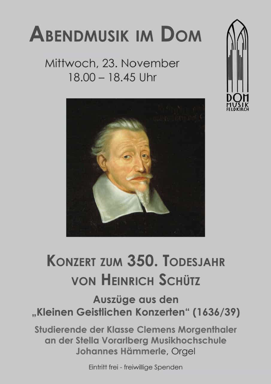 Konzertankündigung und Abbildung von Heinrich Schütz